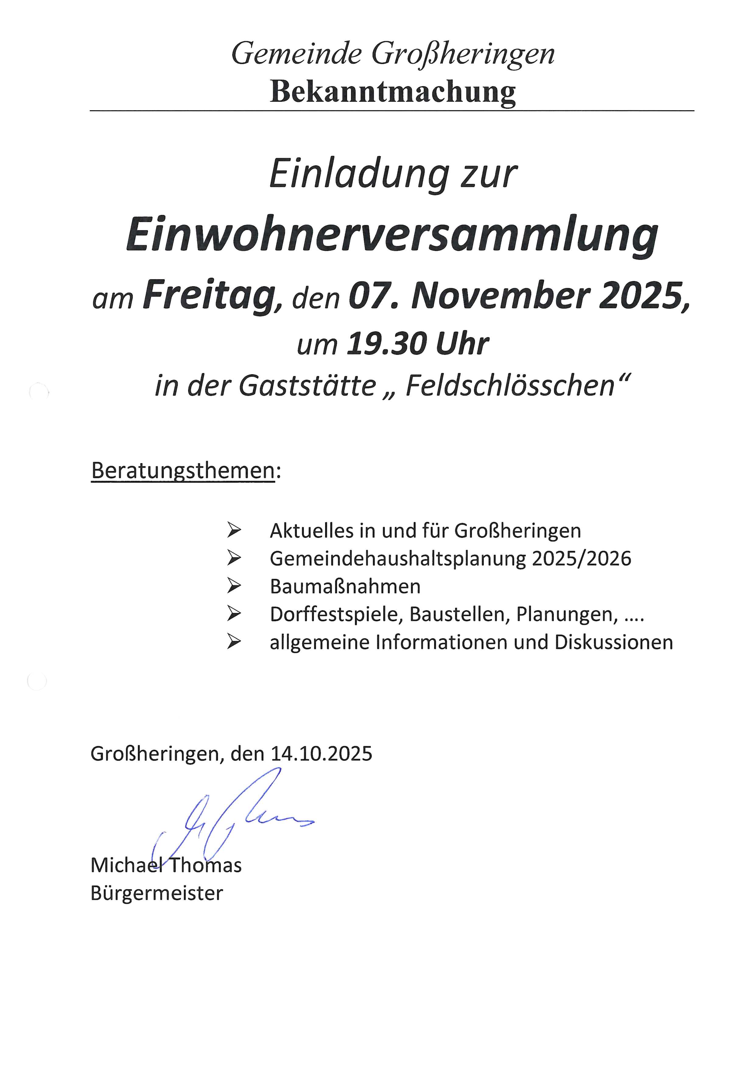 Einwohnerversammlung 2025